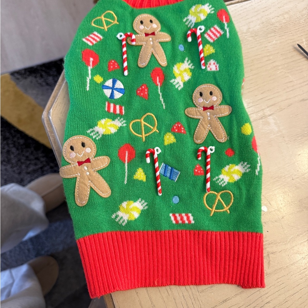 Festive Green and Red Dog Sweater